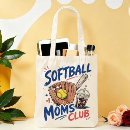 Baseball Soccer Softball Mama Canvas Tote Bag, Christian Tiger Duck Shoulder Bag - color: Softball Moms 534
