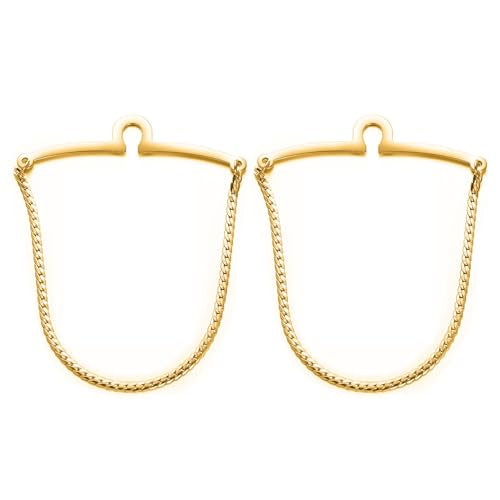 2Pcs Tie Chain for Men Classic with Double Single Gold Silver Elegant Chain Tie Cilp - color: gold single chain (two)