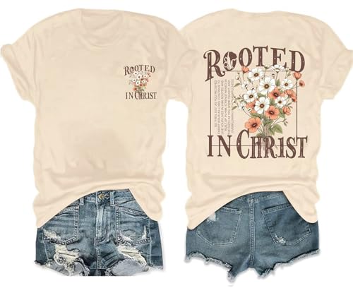 AMWIPE Faith Over Fear Shirt Womens Christian Tshirts Religious Sayings Tees Vintage Bible Verse Inspirational Tee Tops - color: Apricot6, size: Medium