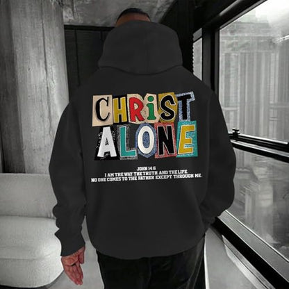 Christian Hoodies For Men Jesus Religious God Hoodie Faith Bible Verse Sweatshirt inspirational Cotton Pullover Tops - color: Black, size: Large