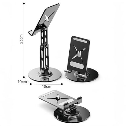 All-Metal Cell Phone Stand 360° Rotatable & Height Adjustable - 25KG Super Load-Bearing, Foldable Desk Stand for Phone, Compatible with iPhone 17/16/15/14 (Black) - color: A-Tri-Fold - Black