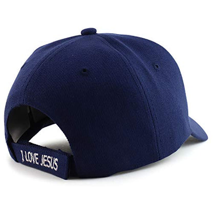 Trendy Apparel Shop Only Jesus Praying Hand Embroidered Christian Ball Cap - color: Navy