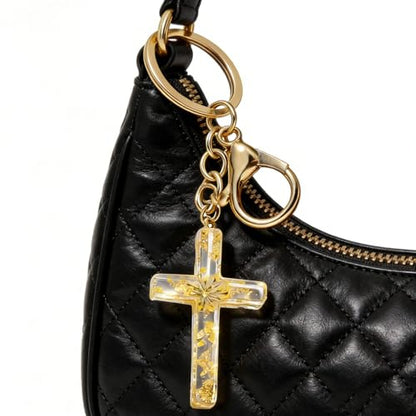 Cross Keychain,Jesus Key Chain Christian Gifts for Women, Religious Bag Charms for Purse Handbags Backpacks - color: Yellow