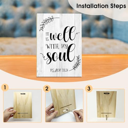Christian Desk Decor - It Is Well With My Soul, Wood Sign Bible Verses Wall Decor, Religious Gifts Inspirational Gifts For Women Men Prayer, Christian Decor For Home Office Living Room - style: Psalm 118:24