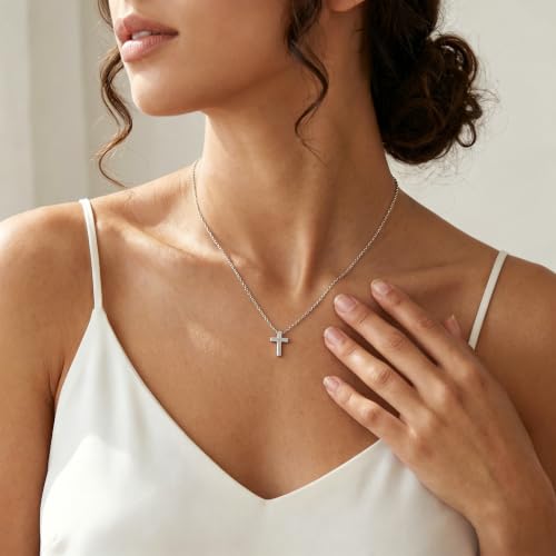 Cross Necklace for Women - Dainty 14K Gold Silver Plated Cross Necklace Choker Jewelry Cute Simple Small Trendy Non Tarnish Waterproof Faith Religious Jewelry Gift for Teenage - style: 12-Tiny Cross-Silver