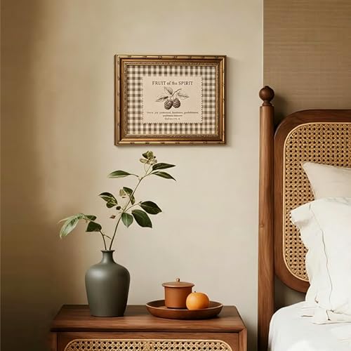 FTHMTN Vintage Gold Framed Fruit of The Spirit Scripture Wall Art 9x11 in - color: Spirit Fruit, size: 11"L x 9"W