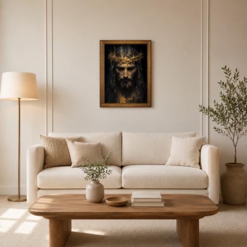 Framed Christian Canvas Wall Art Crown Portrait 12x16 for Living Room - color: Religion - 3, size: 12"L x 16"W