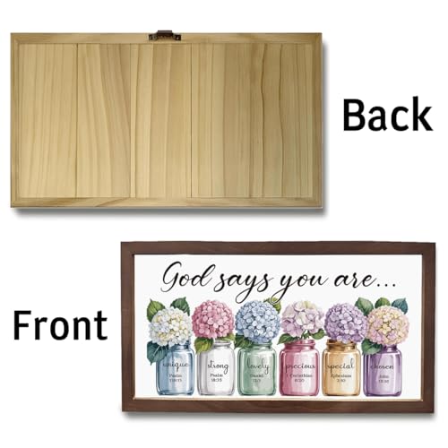 Christian Decor, God Says You Are Sayings Sign, Inspirational Bible Verse Wall Art, Scripture Wall Art, Christian Decoration for Home, Farmhouse Wood Framed Sign - color: God says you are...