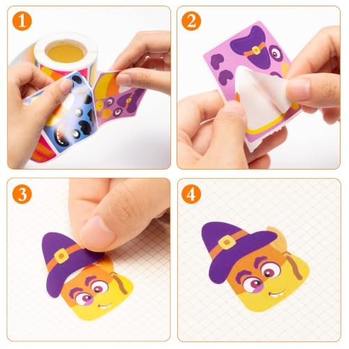 Haooryx DIY Candy Sticker Roll - 300Pcs Halloween Funny Candy Corn Stickers, Make Your Own Sweet Face Decals, Waterproof Vinyl Decors for Kids Laptop Scrapbook Water Bottle Birthday Party Favor Supply - style: Halloween Candy Corn 1Roll