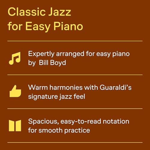 Vince Guaraldi: Charlie Brown's Greatest Hits Easy Piano Songbook | 8 Classic Peanuts Favorites for Intermediate Piano Students with Chord Names | Arranged by Bill Boyd - Iconic TV Jazz Themes