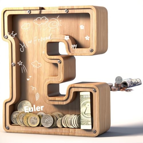 UBeesize Large Piggy Banks for Boys Girls，Twenty-Six English Alphabet,Wooden Personalized Bills and Coins Bank Money Bank,DIY Name Birthday Gift,Bedroom Living Room Decoration(E) - color: E, size: 9 inches