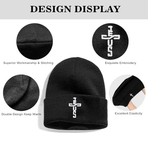 Christian Hats for Men & WomenJesus Cross HatChristianReligious GiftsforVarious Festivals&BirthdaysFaith Baseball/Trucker Cap - color: Black Jesus Beanie