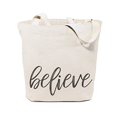 The Cotton & Canvas Co. Beach, Grocery, Farmers Market, Shopping and Travel Reusable Shoulder Tote and Handbag … - style: Believe