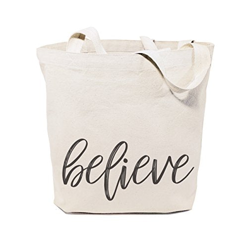 The Cotton & Canvas Co. Beach, Grocery, Farmers Market, Shopping and Travel Reusable Shoulder Tote and Handbag … - style: Believe