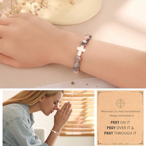 Christian Grandparents - Day Gifts for Women, Religious Cross Bracelet - color: Pray on it