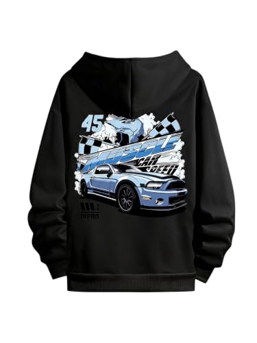 Floerns Men's Long Sleeve Hooded Casual Y2K Graphic Hoodies Sweatshirt - color: Black Number, size: Small
