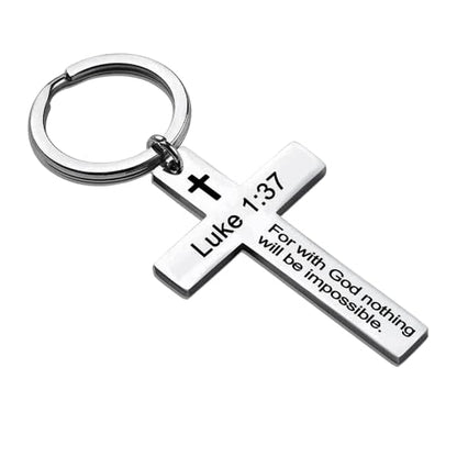 YALLNASL Christian Christmas Birthday Gifts for Daughter Son Inspirational Gifts for Women Men Christian Cross Keychains - color: Luke 1:37