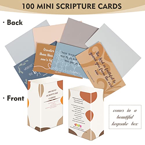 BRYTEFY 100 Earth Tone Prayer Cards, Inspirational Bible Verse Cards, Assorted Mini Scripture Cards, Encouragement Motivational Cards, Christian Bible Gifts