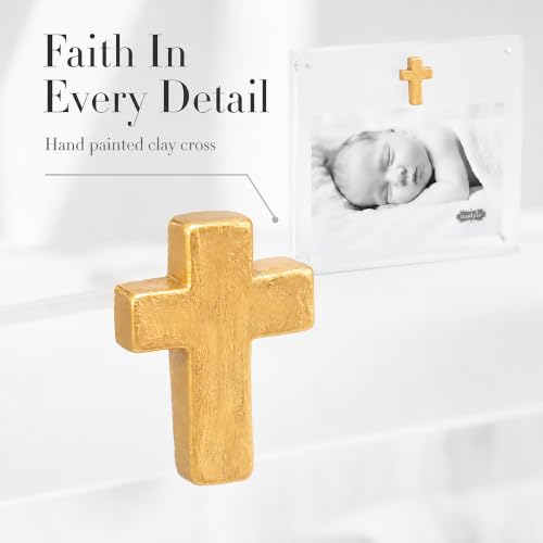 Mud Pie Acrylic Frame With Gold Cross; 6 1/2" x 7"
