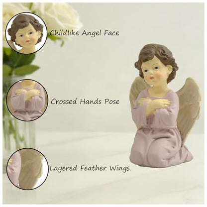 Praying Angel Figurine, 3.74 Inch Resin Guardian Angel Home Decor - style: 3.74'' Little angel cross hands kneeling