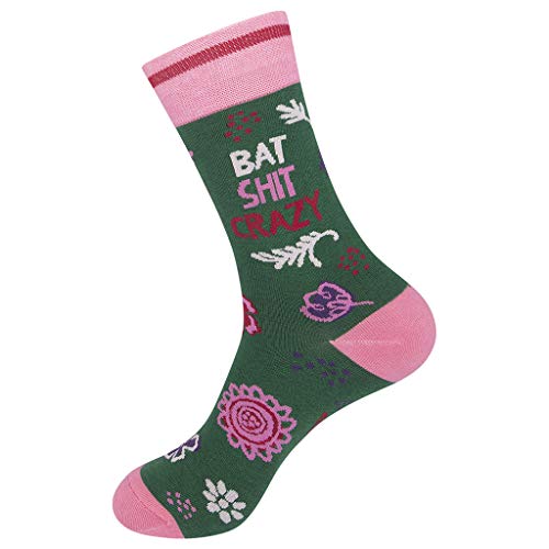 FUNATIC Socks with Funny and Profane Sayings, Sarcastic Gift for Men Women - color: Bat Shit Crazy
