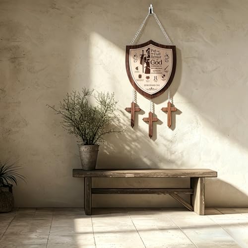 Armor of God Wooden Wall Hanging Ephesians 6:11 Shield Wall Decor