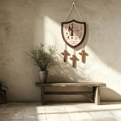 Armor of God Wooden Wall Hanging Ephesians 6:11 Shield Wall Decor