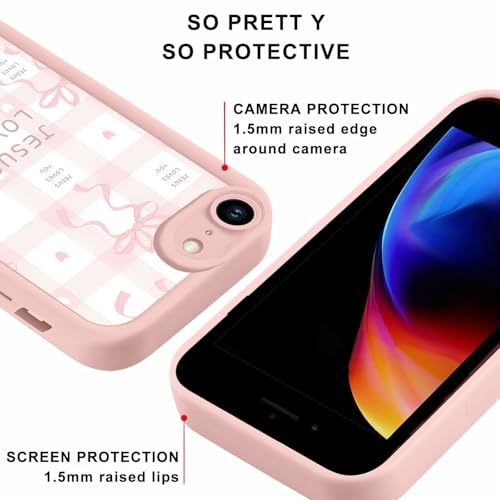 Cute Bow Phone Case for iPhone 8 iPhone 7 iPhone SE 2022/2020 4,7", Aesthetic Jesus Bible Verses Pink Ribbon Bowknot Pattern for Women Girls, Soft Silicone Protective Shockproof Phone Cover, Girly - color: Girly, size: for iPhone 8 7 iPhone SE 2022/2020