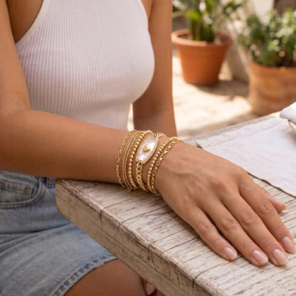 LETFLY Natural Shell Bracelets for Women, 14K Gold Plated Butterfly/Lips/Cross/Heart Charm Adjustable Cubic Zirconia Cuban Link Chain, Dainty Trendy Handmade Jewelry Gifts - style: Style E