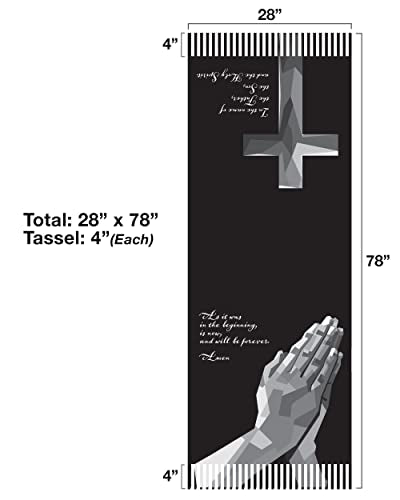CBC Crown Large Women's Christian Religious Theme Bible Verse - color: Pray & Cross - Black
