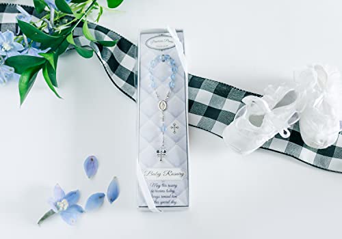 Precious Pieces Baby First Rosary .925 Silver or 14K Gold-Plated - color: Blue-SILVER