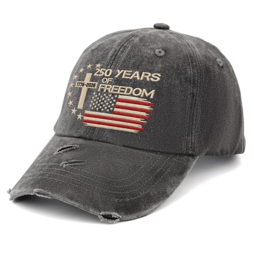 US 250th Anniversary Hat, Patriotic Embroidered Cap, 1776-2026 Freedom Celebration, 250 Years American History Gift Patriots - color: Us 250 Years Freedoms 1776-2026 250th Birthdayallblack2
