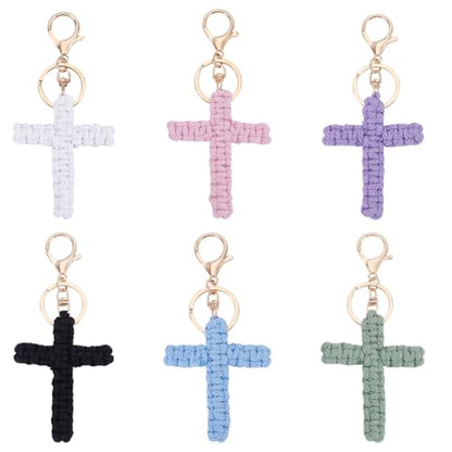 Cross Keychains Bulk Easter Christian Baptism Party Favors Easter Bible Car Keychain Key Chain Faith Cross - color: Mixed Color