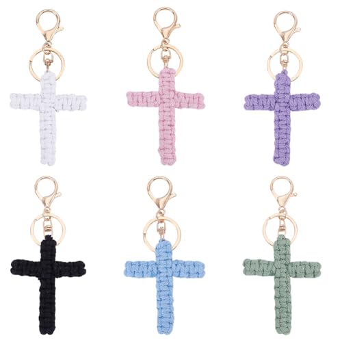 Cross Keychains Bulk Easter Christian Baptism Party Favors Easter Bible Car Keychain Key Chain Faith Cross - color: Mixed Color
