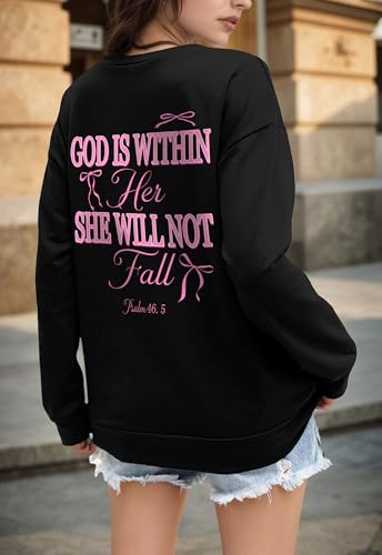 Christian Sweatshirts for Women Faith Bible Verse Religious Shirts - color: Black, size: Small