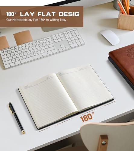 Biuwory A5 Leather Journal Notebook, 140 Lined Pages, Hardcover 5.7"×8.3" - color: Black, size: Lined-140 Pages (5.7"×8.3")