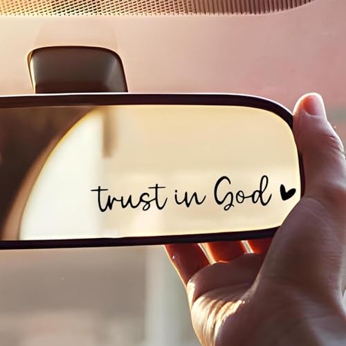 Religious Car Mirror Decal, Trust in God Vinyl Sticker for SUV Truck Van, Waterproof Bible Verse Decoration Easy Peel and Stick Application
