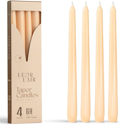 Leor & Lair Beige Taper Candles, 4 Pack, 10" Tall Candlesticks - color: Beige