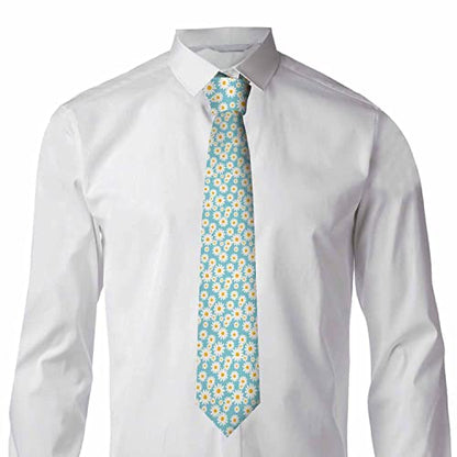 Love Red Heart Men's Tie Romantic Valentines Day Men's Necktie Ties for Mens Daily Wedding Party Business - color: White Daisy Flower