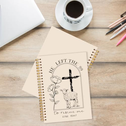 Christian Jesus Spiral Bible Notebook for Women,Christian Gifts,He Left the 99 to Rescue Me Lamb Journal, Jesus Christian Gifts for Women, Prayer Journal for Women,A5 Spiral Hardcover 5.5x8.3 - color: Christian Jesus