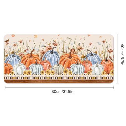 Britimes Large Mouse Pad, Mouse Pad, 31.5 x 15.7 Inch, Fall Pumpkin Blue - color: Fall Blue Orange Pumpkin
