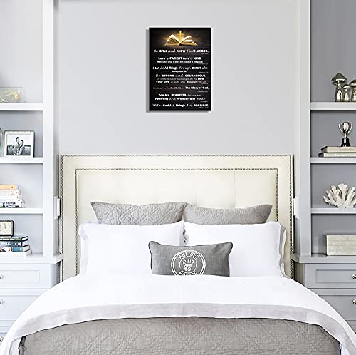 Christian Wall Art Decor Inspirational Bible Verses Poster Scripture Wall Art for Living Room Bedroom Bathroom Kitchen Décor Framed Wall Art Black and White Rustic God Says Jesus Canvas Print Art Christian Gift for Office Women Room Decoration Brown, Love