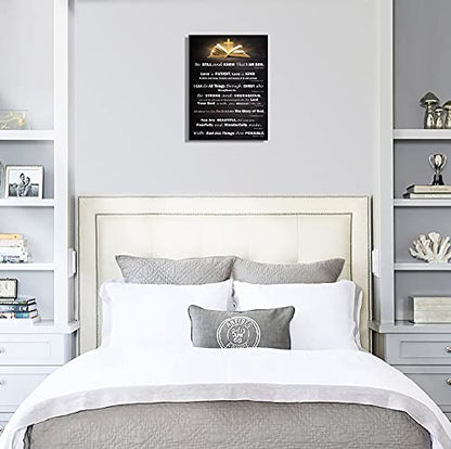 Christian Wall Art Decor Inspirational Bible Verses Poster Scripture Wall Art for Living Room Bedroom Bathroom Kitchen Décor Framed Wall Art Black and White Rustic God Says Jesus Canvas Print Art Christian Gift for Office Women Room Decoration Brown, Love