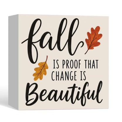 Rustic Fall Autumn Decor Wooden Box Sign - color: Fall-2