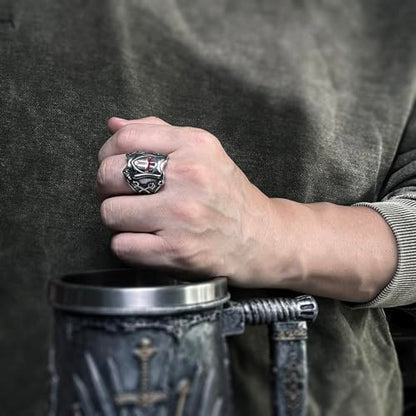 bahamut Knights Templar Cross Ring for Men Stainless Steel Vintage Crusader Amulet Religious Medieval Rings Holy Knight Jewelry Gifts