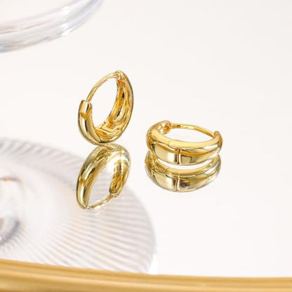 18K Gold Plated Hoop Earrings for Women, NICKEL-FREE & HYPOALLERGENIC, Timeless Jewelry Gift - color: GoldA-Copper