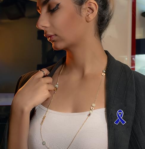 Blue Ribbon Colon Cancer Awareness Enamel lapel Pins Public Charitable Fundraising Souvenir Badge Bulk