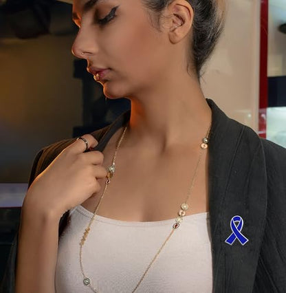 Blue Ribbon Colon Cancer Awareness Enamel lapel Pins Public Charitable Fundraising Souvenir Badge Bulk