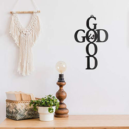 God is Good Black Cross Metal Wall Art Hanging Sign Nice Religious Decor Present for Home Wall Decoration in Family Office (Metal, 8.67 x 13.77 Inch) - size: 8.67 x 13.77 Inch