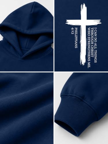 Christian Hoodies for Men Jesus Hoodies Faith Bible Verse Graphic Pullover - color: Blue, size: XX-Large